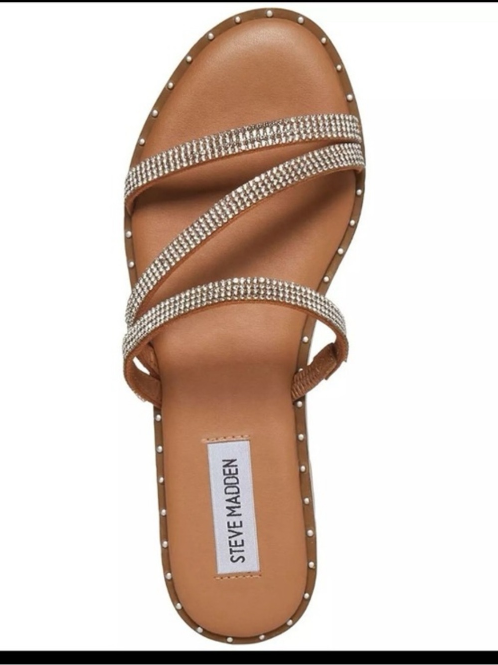 Steve Madden sandals LOOMI embellished Slip On 3 strap Rhinestone Studded 10
